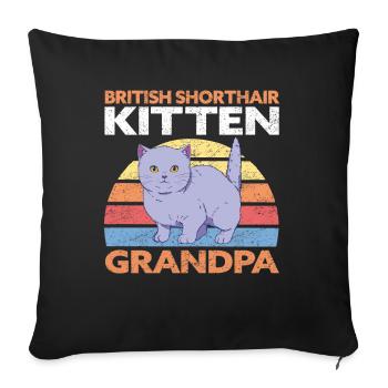 British Shorthair Grandpa Cat Cadeau - Housse de coussin décorative 45 x 45 cm - noir - Devant