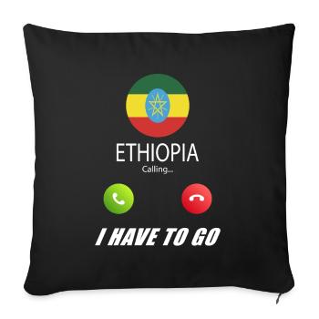 Ethiopia calls lusiger flags slogan - Sofa pillowcase 17,3'' x 17,3'' (45 x 45 cm) - black - Front