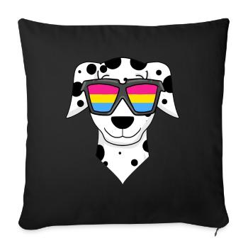 Chien dalmate pansexuel - chien avec lunettes - Housse de coussin décorative 45 x 45 cm - noir - Devant