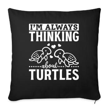 Tortues Mignonne Tortue de Mer Je Pense - Housse de coussin décorative 45 x 45 cm - noir - Devant