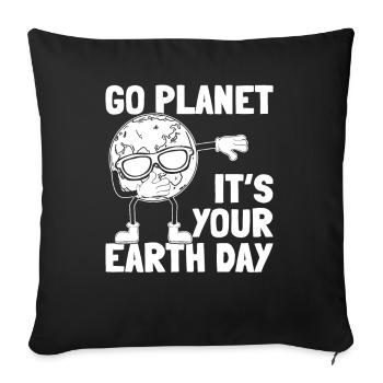 Jour de la Terre Dabbing Terre - Go Planet C’est à toi - Housse de coussin décorative 45 x 45 cm - noir - Devant