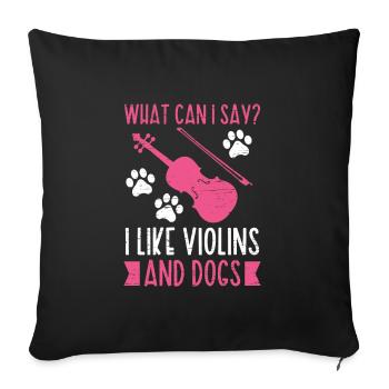 I like violins and dog violin musician music - Sofa pillowcase 17,3'' x 17,3'' (45 x 45 cm) - black - Front
