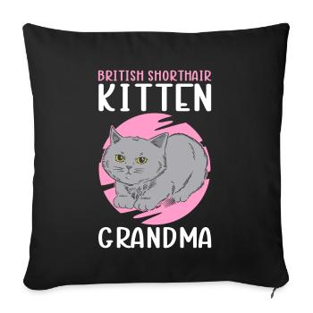 British Shorthair Grandma Cat Mom Cadeau - Housse de coussin décorative 45 x 45 cm - noir - Devant
