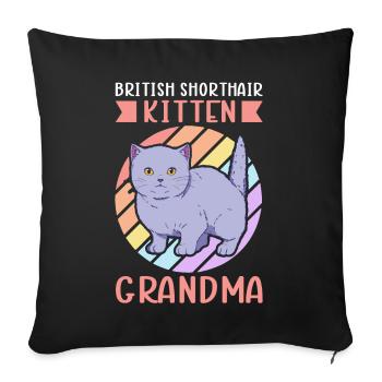 Grand-mère britannique à poil court | Cadeau maman chat - Housse de coussin décorative 45 x 45 cm - noir - Devant