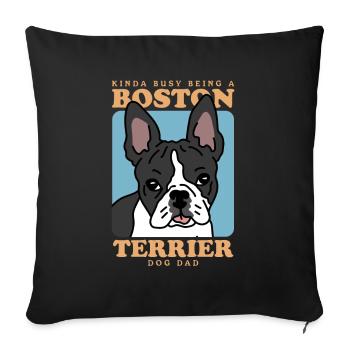 Boston Terrier Papa Chien Propriétaire De Chien Cadeau - Housse de coussin décorative 45 x 45 cm - noir - Devant