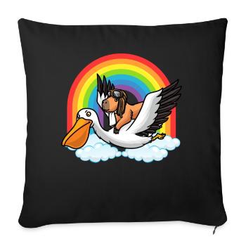 Capybara With Pelican Fly Rodent Funny - Sofa pillowcase 17,3'' x 17,3'' (45 x 45 cm) - black - Front