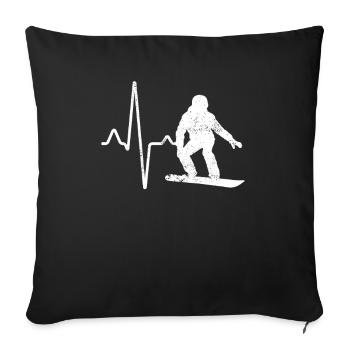 Snowboarding Heartbeat - Sofa pillowcase 17,3'' x 17,3'' (45 x 45 cm) - black - Front