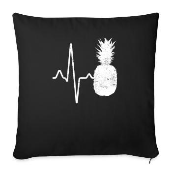 Ananas Herzschlag - Sofakissenbezug 45 x 45 cm - Schwarz - Vorne