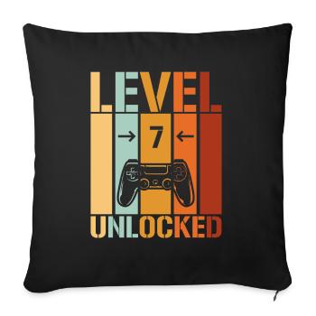 7th Birthday Level 7 unlocked - Sofa pillowcase 17,3'' x 17,3'' (45 x 45 cm) - black - Front