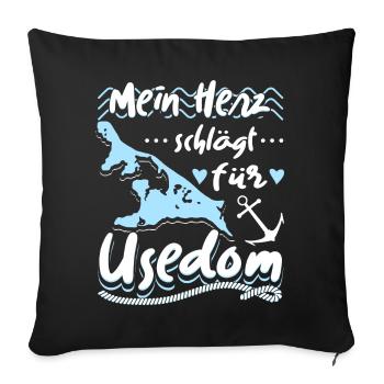 Mein Herz Schlägt Für Usedom Ostsee Usedomer - Sofakissenbezug 45 x 45 cm - Schwarz - Vorne