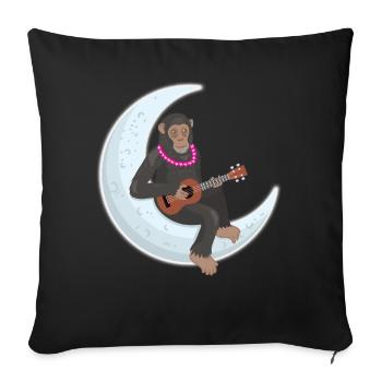 Chimpanzee Plays ukulele on moon - Sofa pillowcase 17,3'' x 17,3'' (45 x 45 cm) - black - Front