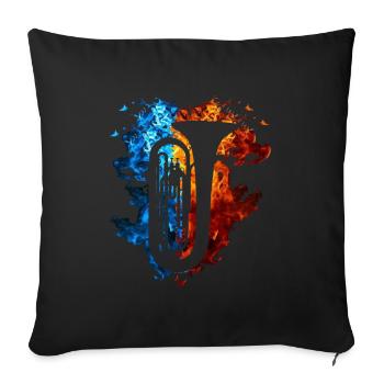 Tuba Red Blue Fire Musical Instrument Fire Art - Sofa pillowcase 17,3'' x 17,3'' (45 x 45 cm) - black - Front