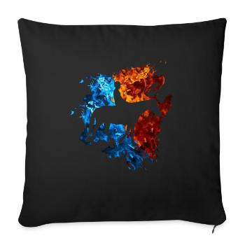 Pferd Rot Blau Feuer Reiter Reiten - Sofakissenbezug 45 x 45 cm - Schwarz - Vorne