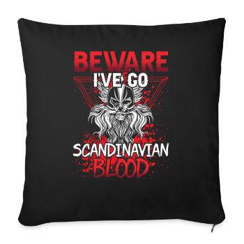 Attention J’ai du sang scandinave nordique - Housse de coussin décorative 45 x 45 cm - noir - Devant