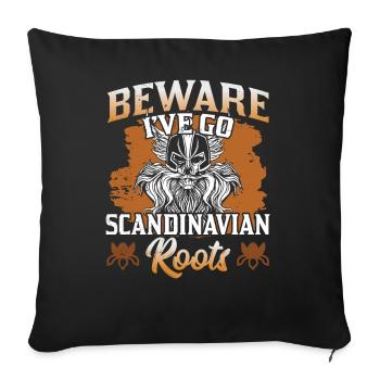 Attention j’ai des racines scandinaves nordiques - Housse de coussin décorative 45 x 45 cm - noir - Devant