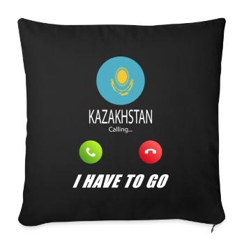 Le Kazakhstan qualifie de slogan les drapeaux lusiger - Housse de coussin décorative 45 x 45 cm - noir - Devant