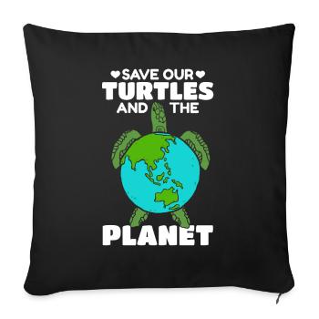 Journée de la tortue de mer : je sauve notre - Housse de coussin décorative 45 x 45 cm - noir - Devant