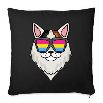 Pansexual Turkish Van - Cat with Glasses - Sofa pillowcase 17,3'' x 17,3'' (45 x 45 cm) - black - Front