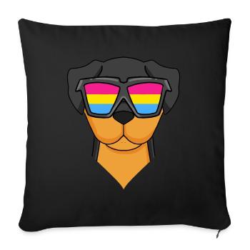 Pansexual Rottweiler Dog - Dog with Glasses - Sofa pillowcase 17,3'' x 17,3'' (45 x 45 cm) - black - Front