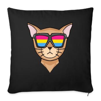 Chat pansexuel abyssin - Chat avec lunettes - Housse de coussin décorative 45 x 45 cm - noir - Devant