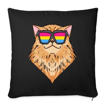 Chat persan pansexuel - Chat avec lunettes - Housse de coussin décorative 45 x 45 cm - noir - Devant