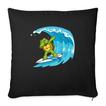 Surfing Turtle Cool Turtle Dabbing Surfing - Sofa pillowcase 17,3'' x 17,3'' (45 x 45 cm) - black - Front