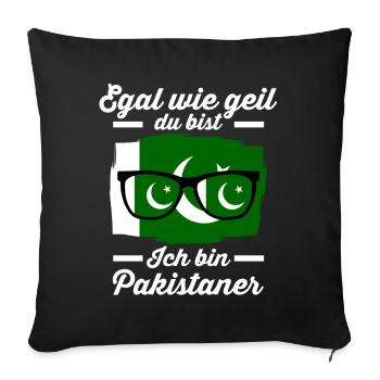 Pakistaner Pakistanisches Pakistan - Sofakissenbezug 45 x 45 cm - Schwarz - Vorne