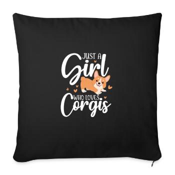 Corgi - Sofa pillowcase 17,3'' x 17,3'' (45 x 45 cm) - black - Front