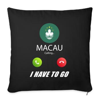 Macau ruft an Lusiger Flaggen Spruch - Sofakissenbezug 45 x 45 cm - Schwarz - Vorne