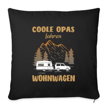 Opa Wohnwagen Camping - Sofakissenbezug 45 x 45 cm - Schwarz - Vorne