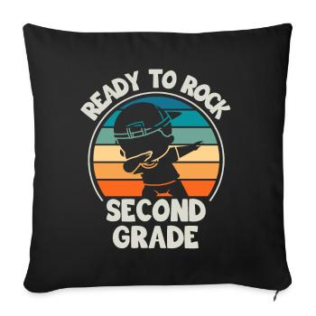 Second grade teacher for back to school - Sofa pillowcase 17,3'' x 17,3'' (45 x 45 cm) - black - Front