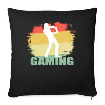T-shirt de jeu vintage - Housse de coussin décorative 45 x 45 cm - noir - Devant
