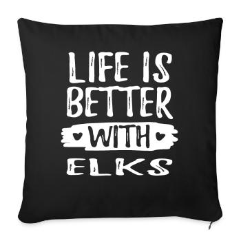 LIFE IS BETTER WITH ELKS - Sofakissenbezug 45 x 45 cm - Schwarz - Vorne