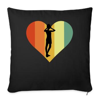 Design de cœur de sauna rétro - Housse de coussin décorative 45 x 45 cm - noir - Devant