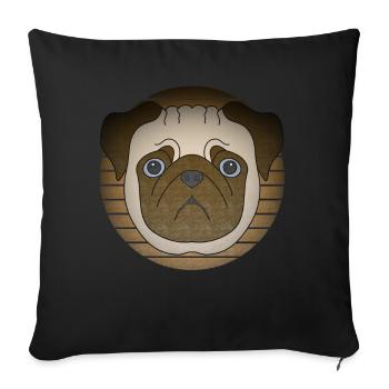 Motif de tête de chien motif animal avec carlin - Housse de coussin décorative 45 x 45 cm - noir - Devant