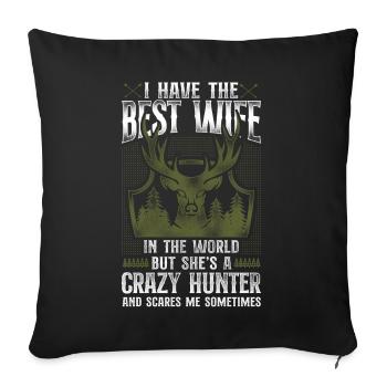 Buck Deer Hunting Hunter Wife - Sofa pillowcase 17,3'' x 17,3'' (45 x 45 cm) - black - Front