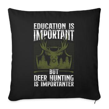 Buck Deer Hunting Hunter Vintage - Sofa pillowcase 17,3'' x 17,3'' (45 x 45 cm) - black - Front