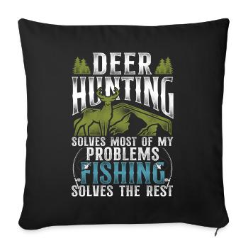 Chasse au cerf de Chevreuil Pêche au chasseur - Housse de coussin décorative 45 x 45 cm - noir - Devant
