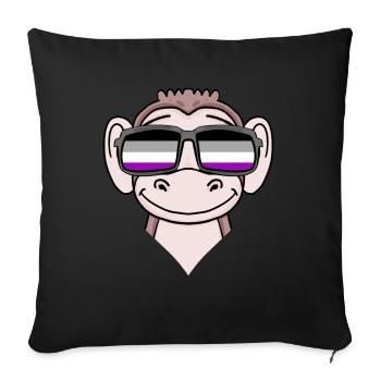 Asexual Lgbt Singe Asexualité - Housse de coussin décorative 45 x 45 cm - noir - Devant