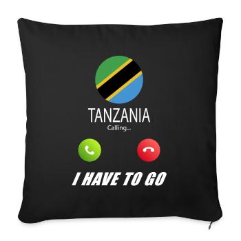 La Tanzanie appelle aux drapeaux Lusiger en disant - Housse de coussin décorative 45 x 45 cm - noir - Devant