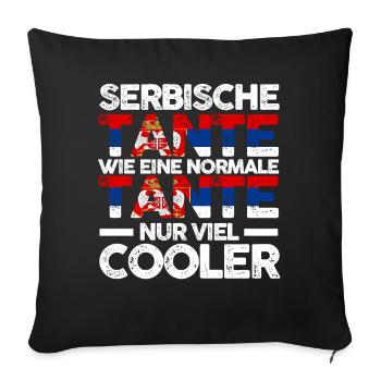 Serbin Tante Serbien - Sofakissenbezug 45 x 45 cm - Schwarz - Vorne