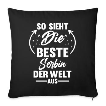 Serbien Serbin Serbisches - Sofakissenbezug 45 x 45 cm - Schwarz - Vorne