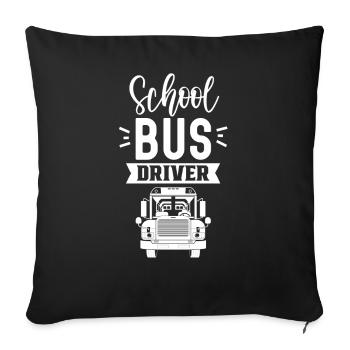 Chauffeur d’autobus scolaire Autobus scolaire Voyage en autobus Autocar - Housse de coussin décorative 45 x 45 cm - noir - Devant