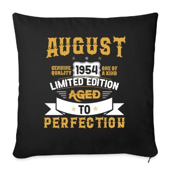 Anniversaire Août 1954 né Vintage - Housse de coussin décorative 45 x 45 cm - noir - Devant