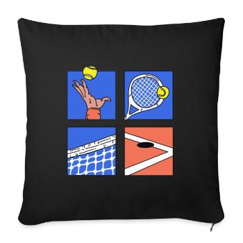 Cool Tennis Designs Tennis Game Cartoon Tournament - Sofa pillowcase 17,3'' x 17,3'' (45 x 45 cm) - black - Front