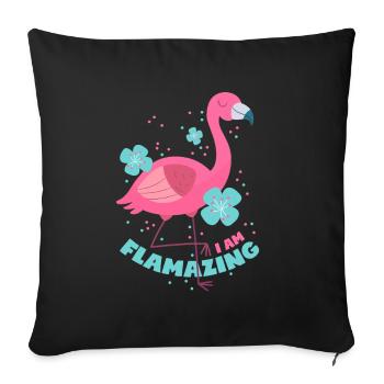 Flamant rose flamant - Housse de coussin décorative 45 x 45 cm - noir - Devant