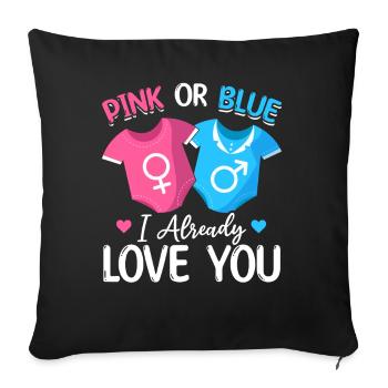 Rose ou Bleu je t’aime déjà - Bébé - Housse de coussin décorative 45 x 45 cm - noir - Devant