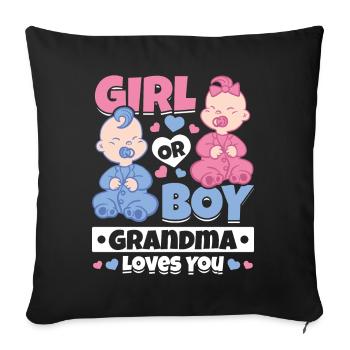 Fille ou garçon grand-mère vous aime - sexe de la - Housse de coussin décorative 45 x 45 cm - noir - Devant