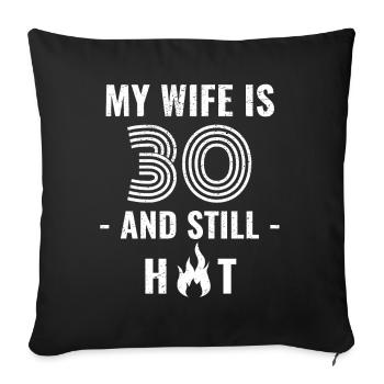 Cadeau d’anniversaire de femme de 30 ans - Housse de coussin décorative 45 x 45 cm - noir - Devant