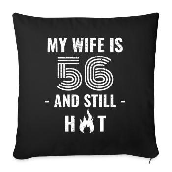 Cadeau d’anniversaire de femme de 56 ans - Housse de coussin décorative 45 x 45 cm - noir - Devant